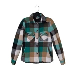 Kavu Plaid Utility Quilted Button Down Jacket Green Women's Medium